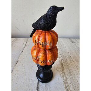 Halloween Crow pumpkin topiary‎ figurine statue glitter decor